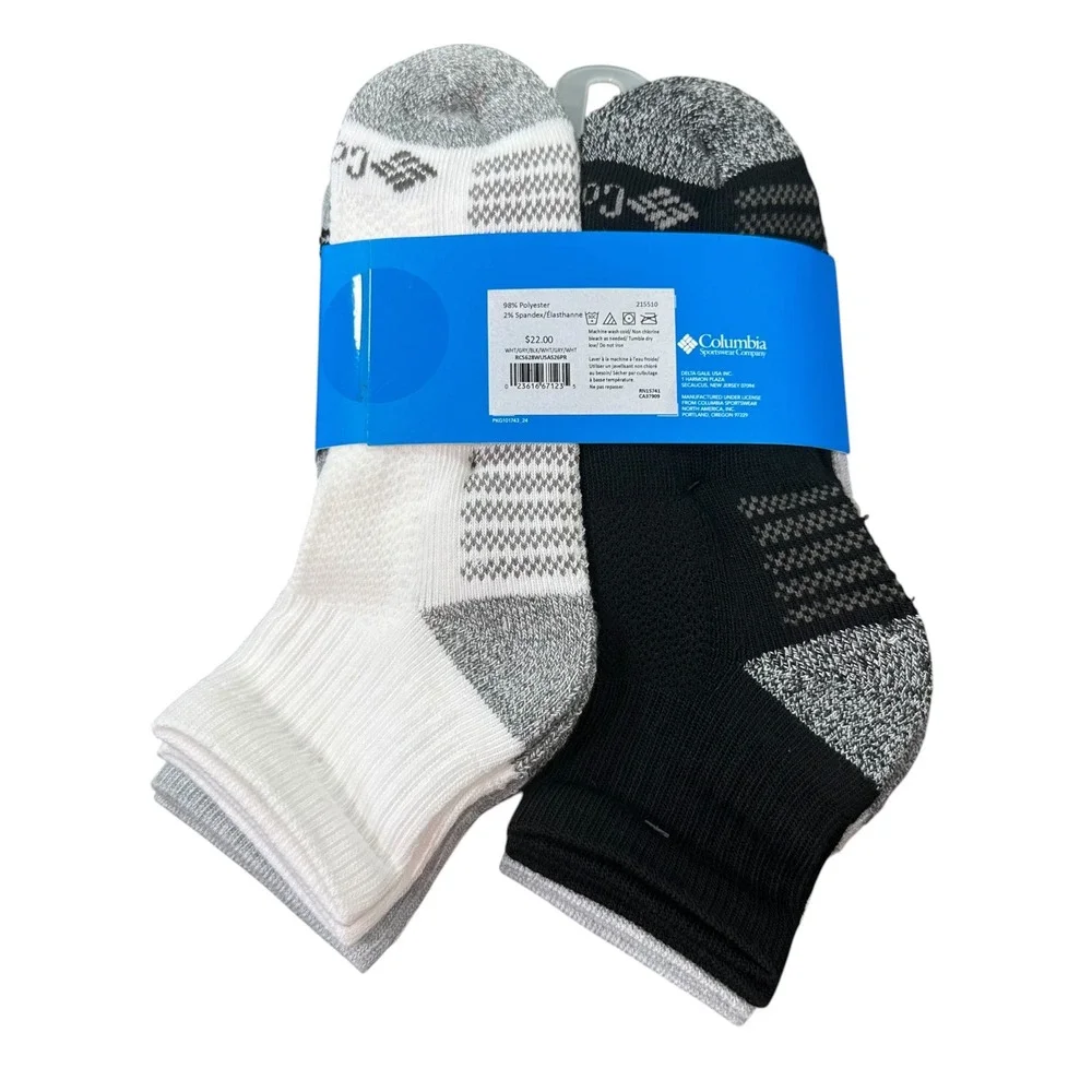 Columbia Women Athletic Quarter Multi-Color 6-Pack Performance Socks Size 4-10